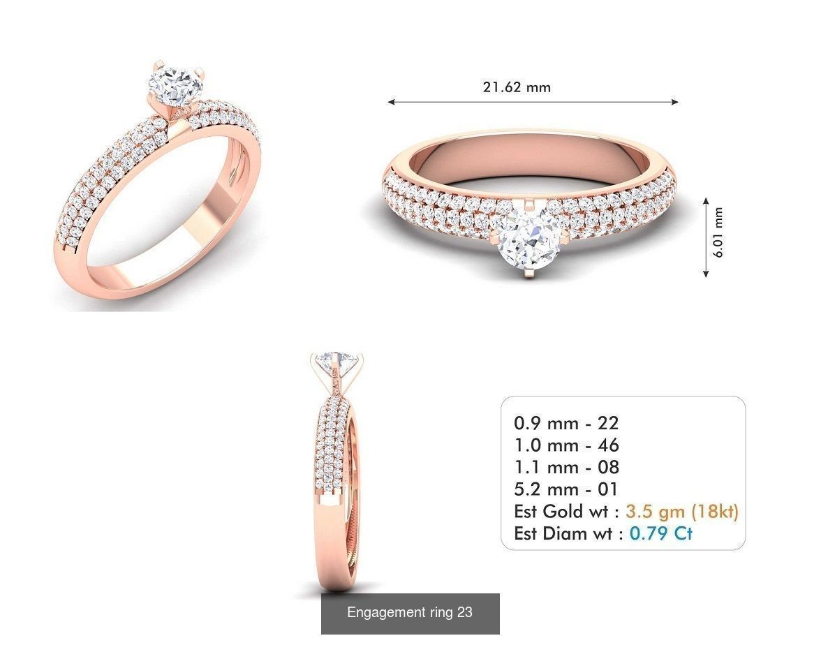 custom 18k diamond engagement rings 3D Model Collection_41