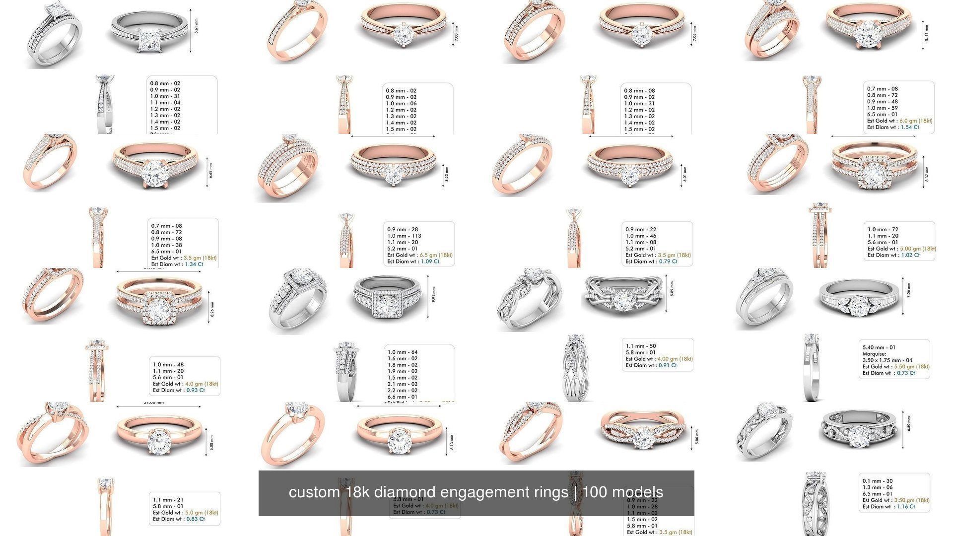 custom 18k diamond engagement rings 3D Model Collection_3