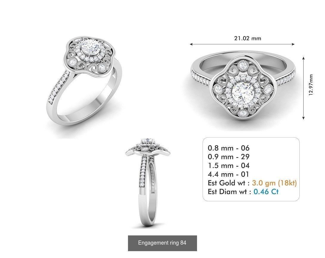 custom 18k diamond engagement rings 3D Model Collection_102