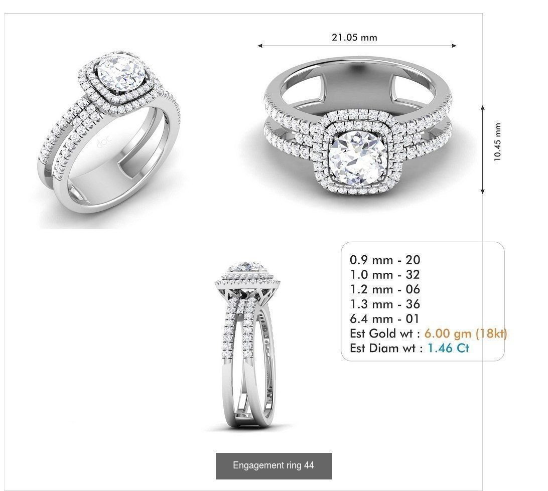 custom 18k diamond engagement rings 3D Model Collection_62