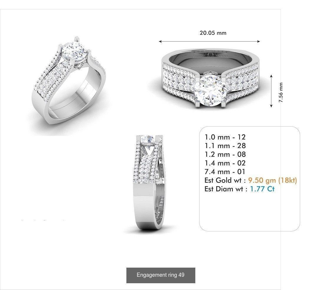 custom 18k diamond engagement rings 3D Model Collection_67