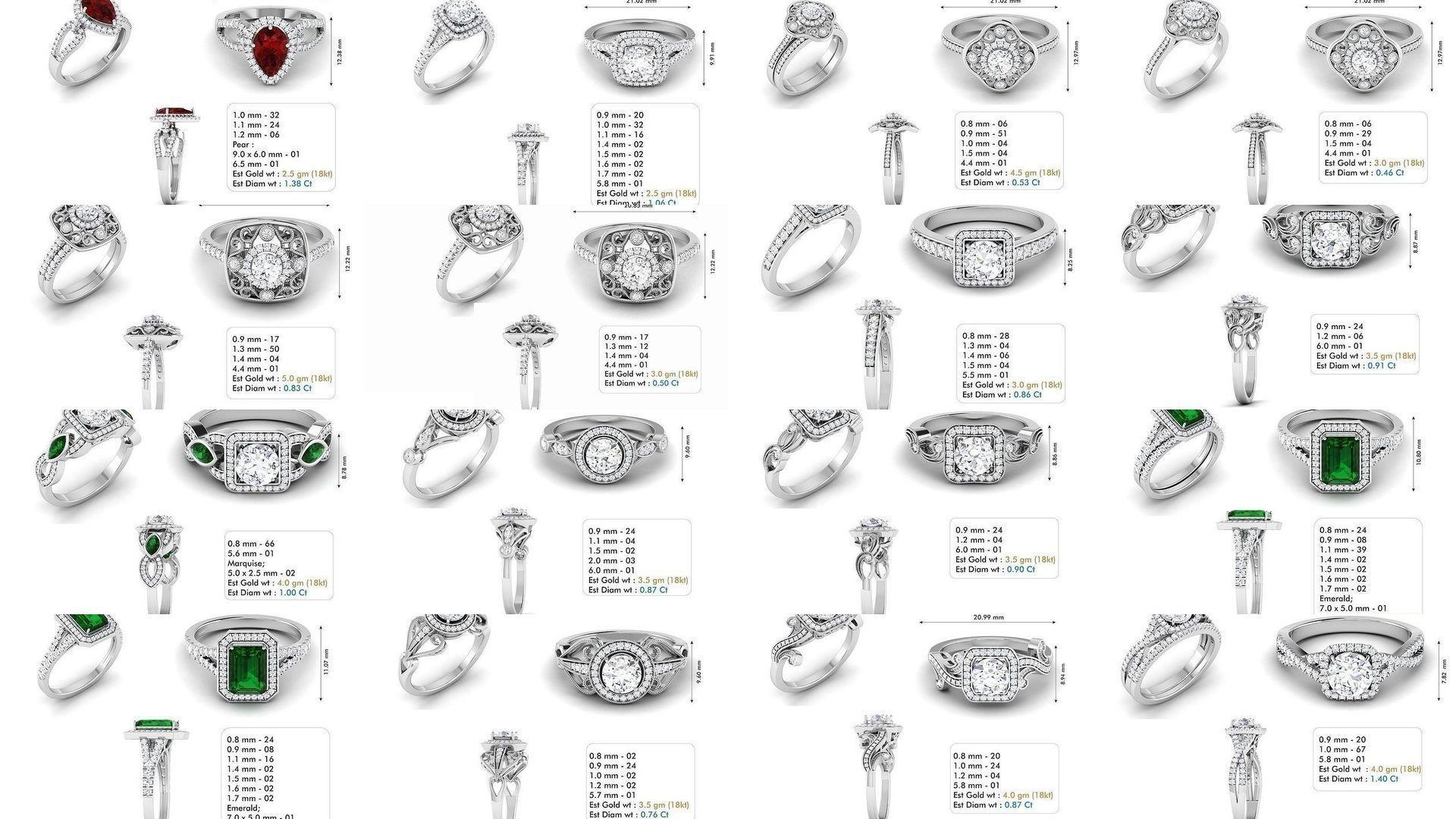 custom 18k diamond engagement rings 3D Model Collection_17