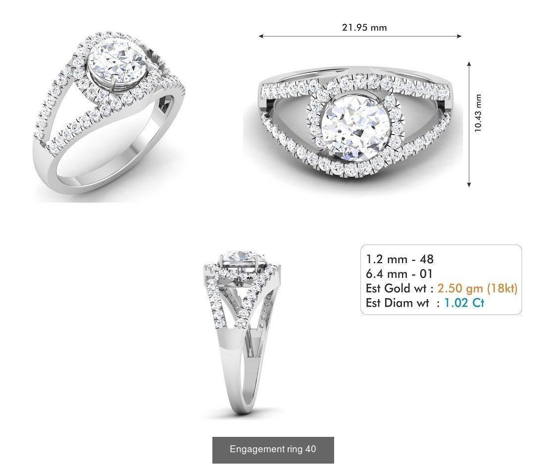 custom 18k diamond engagement rings 3D Model Collection_58