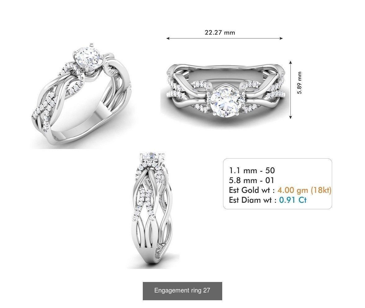 custom 18k diamond engagement rings 3D Model Collection_45
