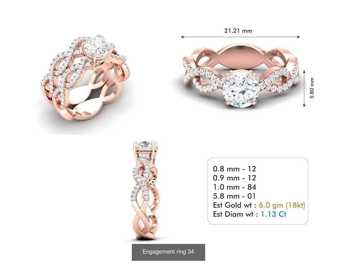 custom 18k diamond engagement rings 3D Model Collection_52