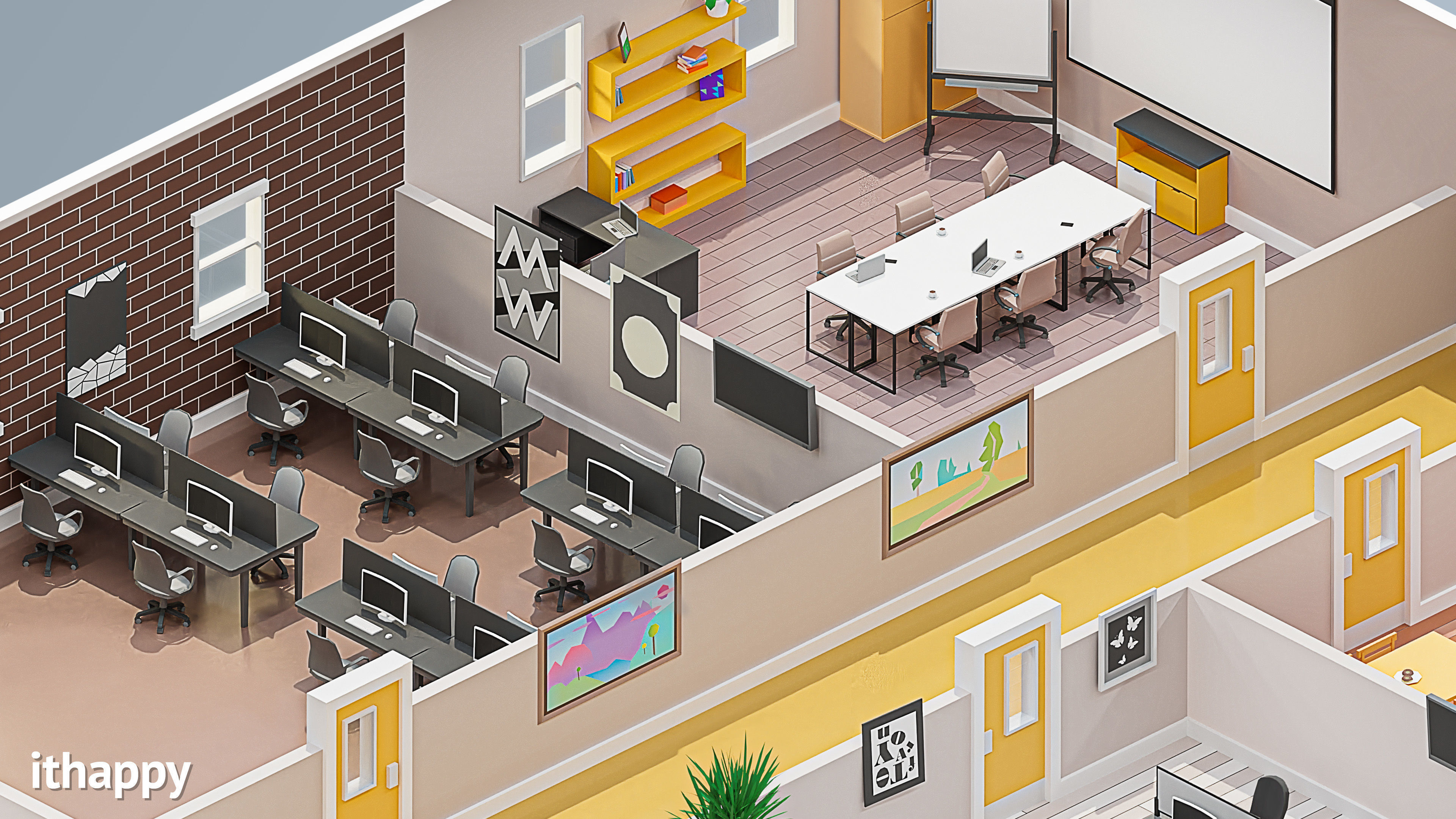 Office 2 Low-poly 3D model_15