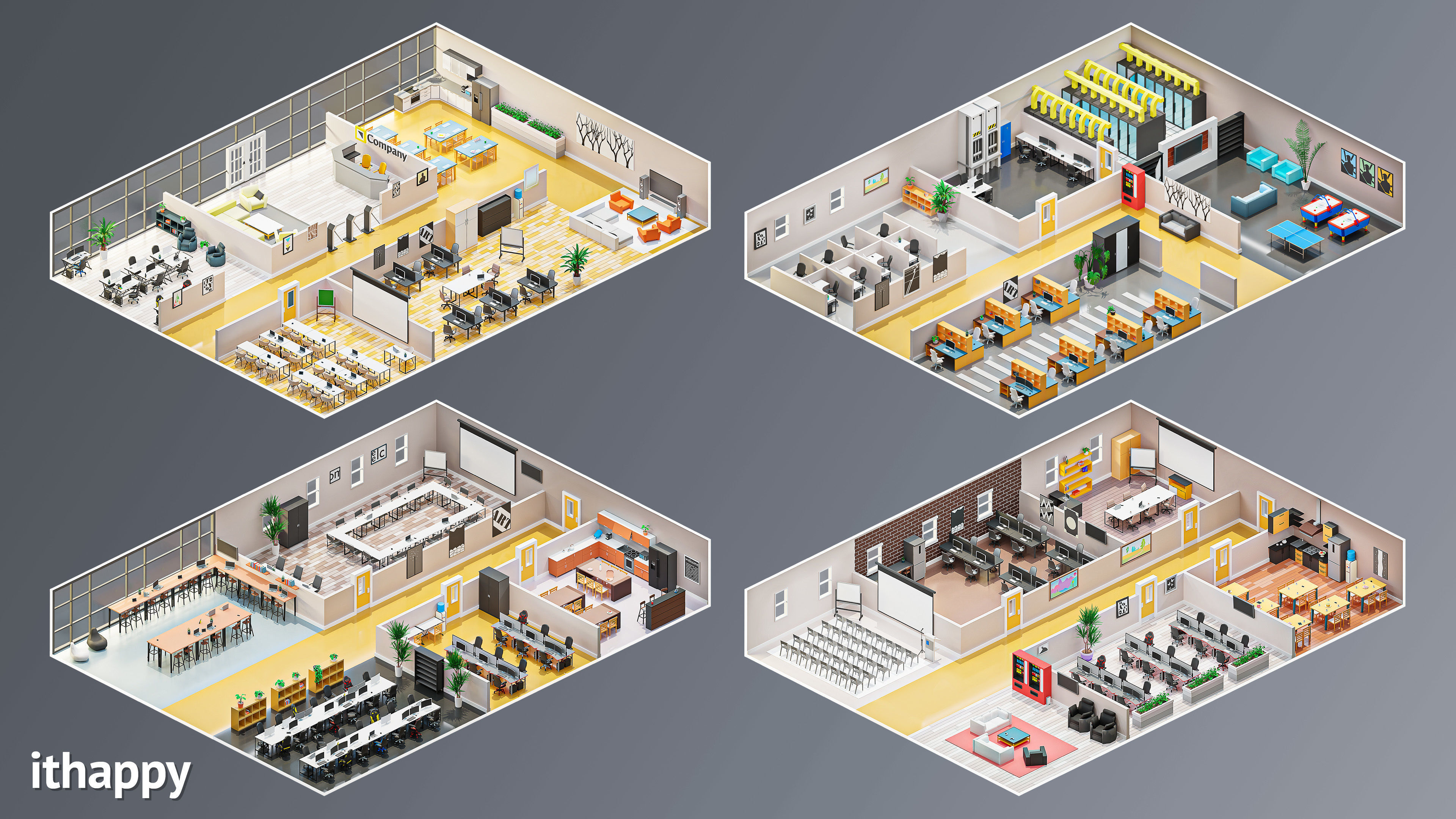 Office 2 Low-poly 3D model_3