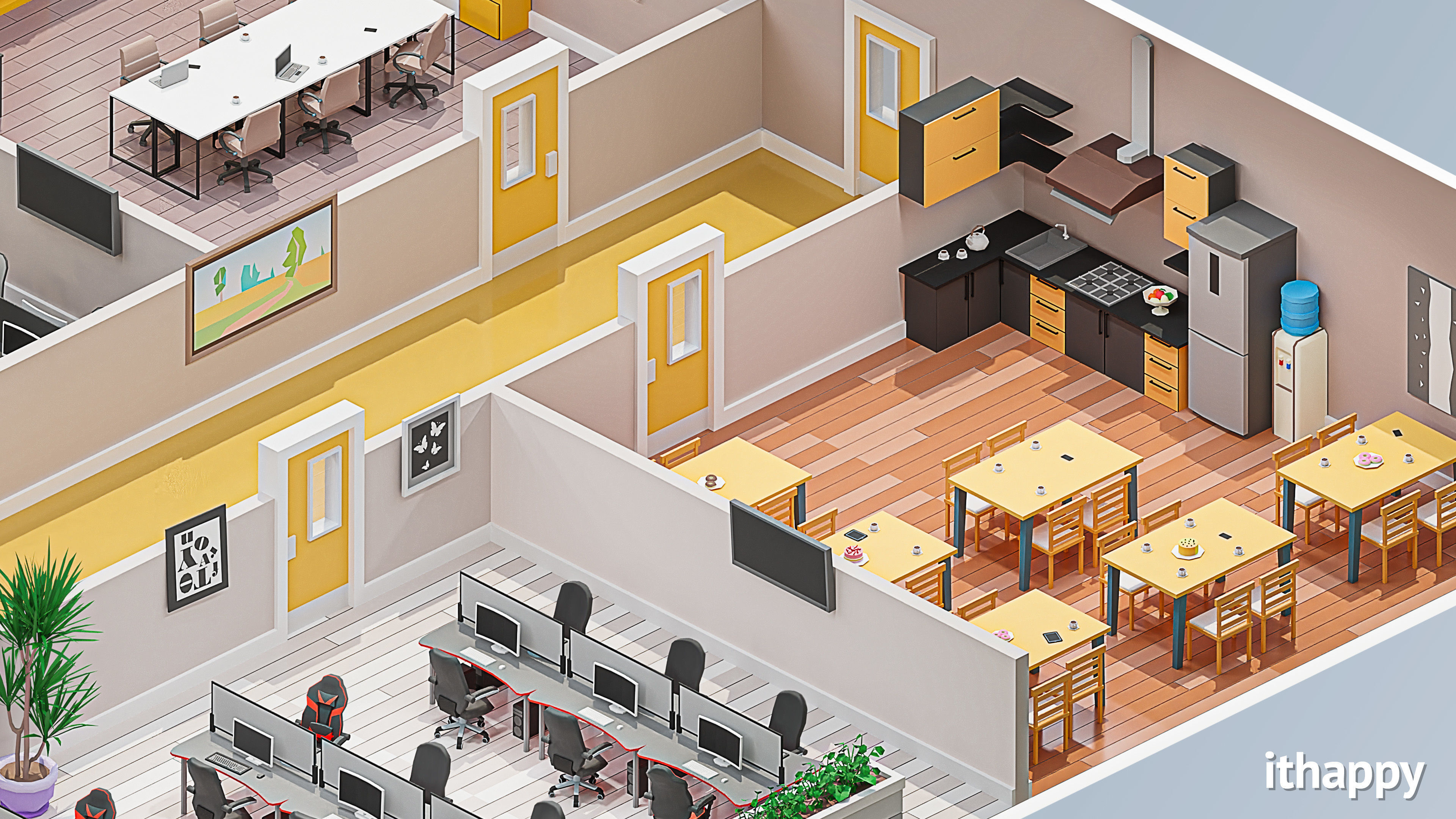 Office 2 Low-poly 3D model_17