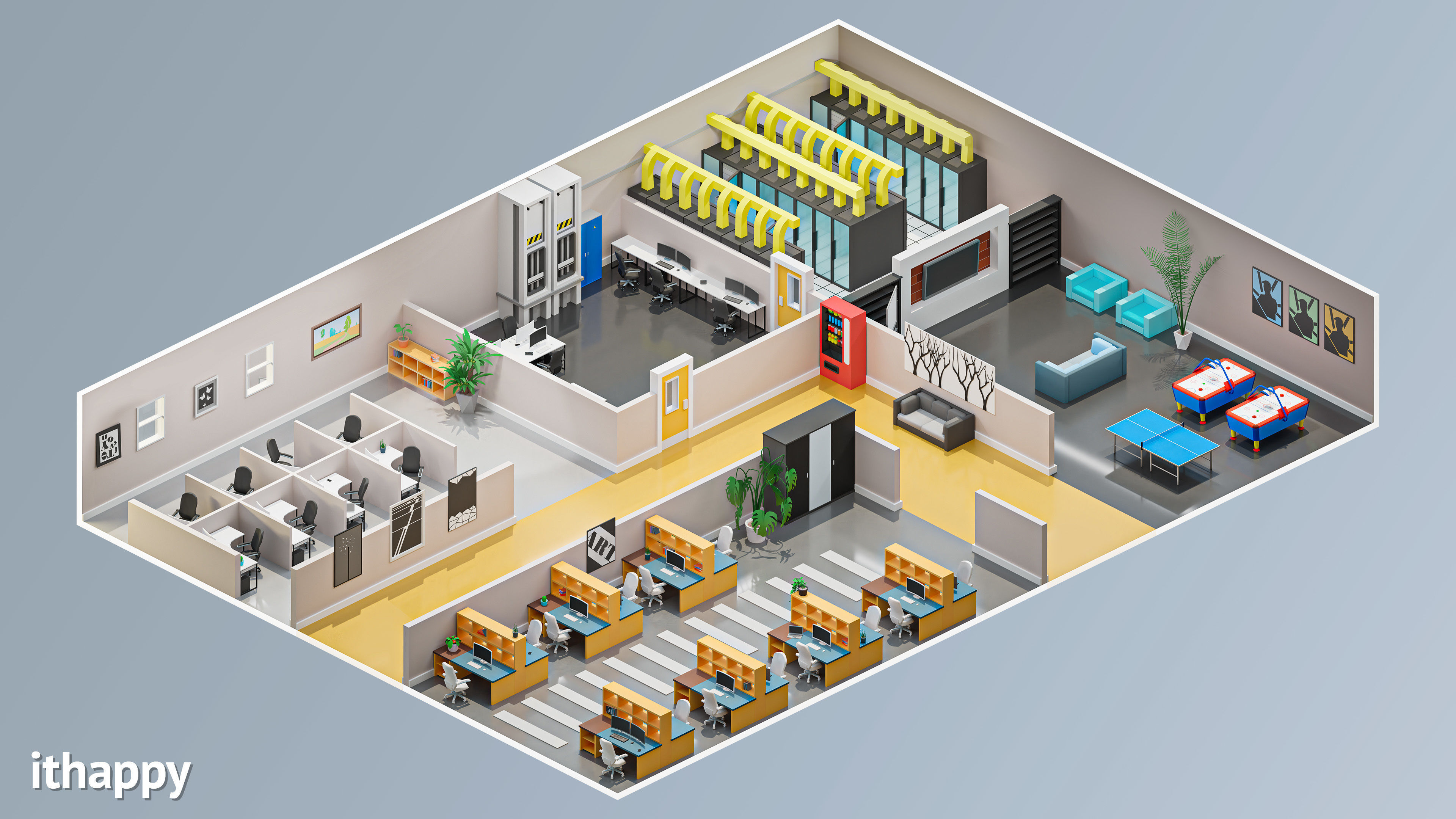 Office 2 Low-poly 3D model_19