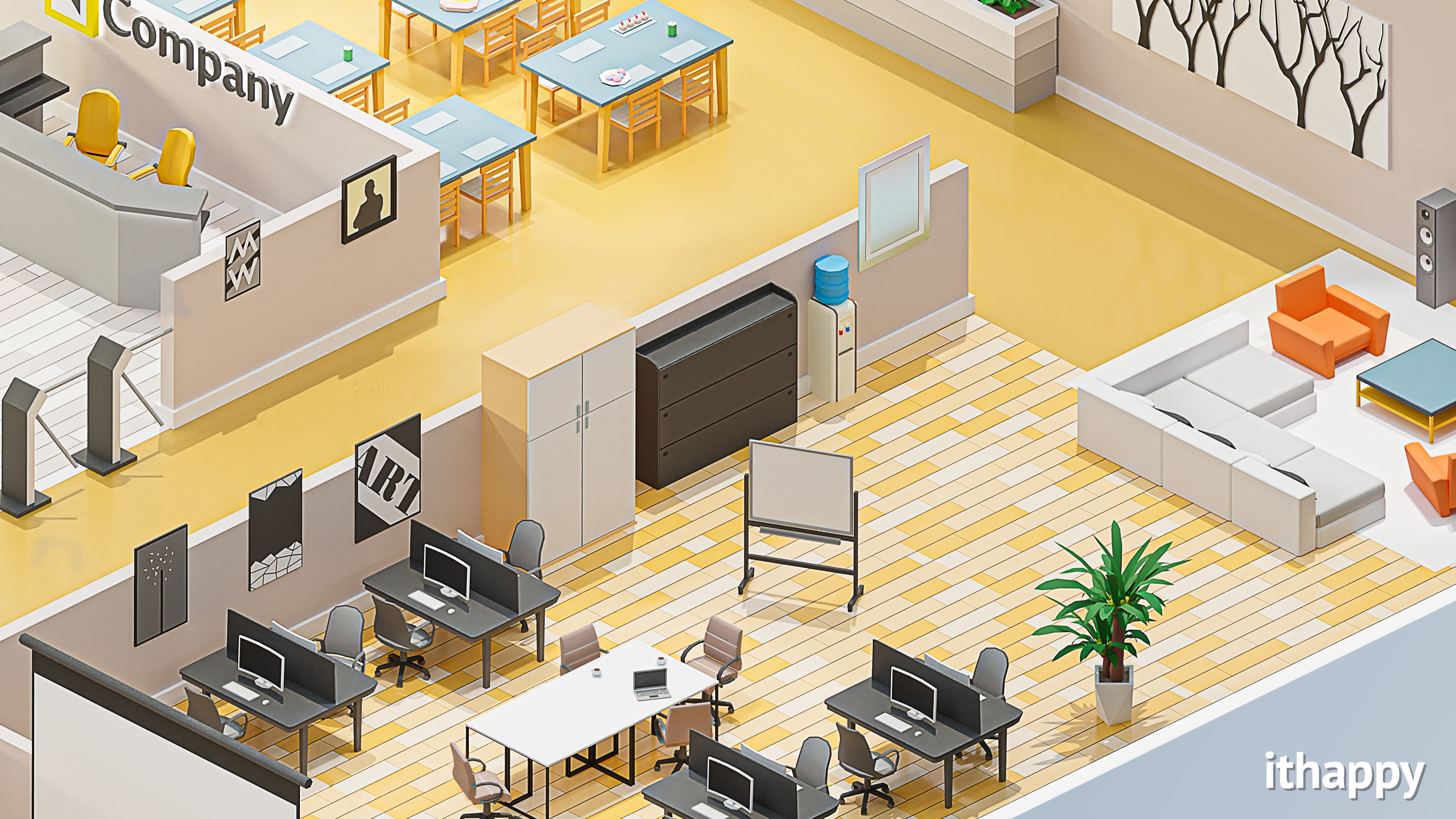 Office 2 Low-poly 3D model_5