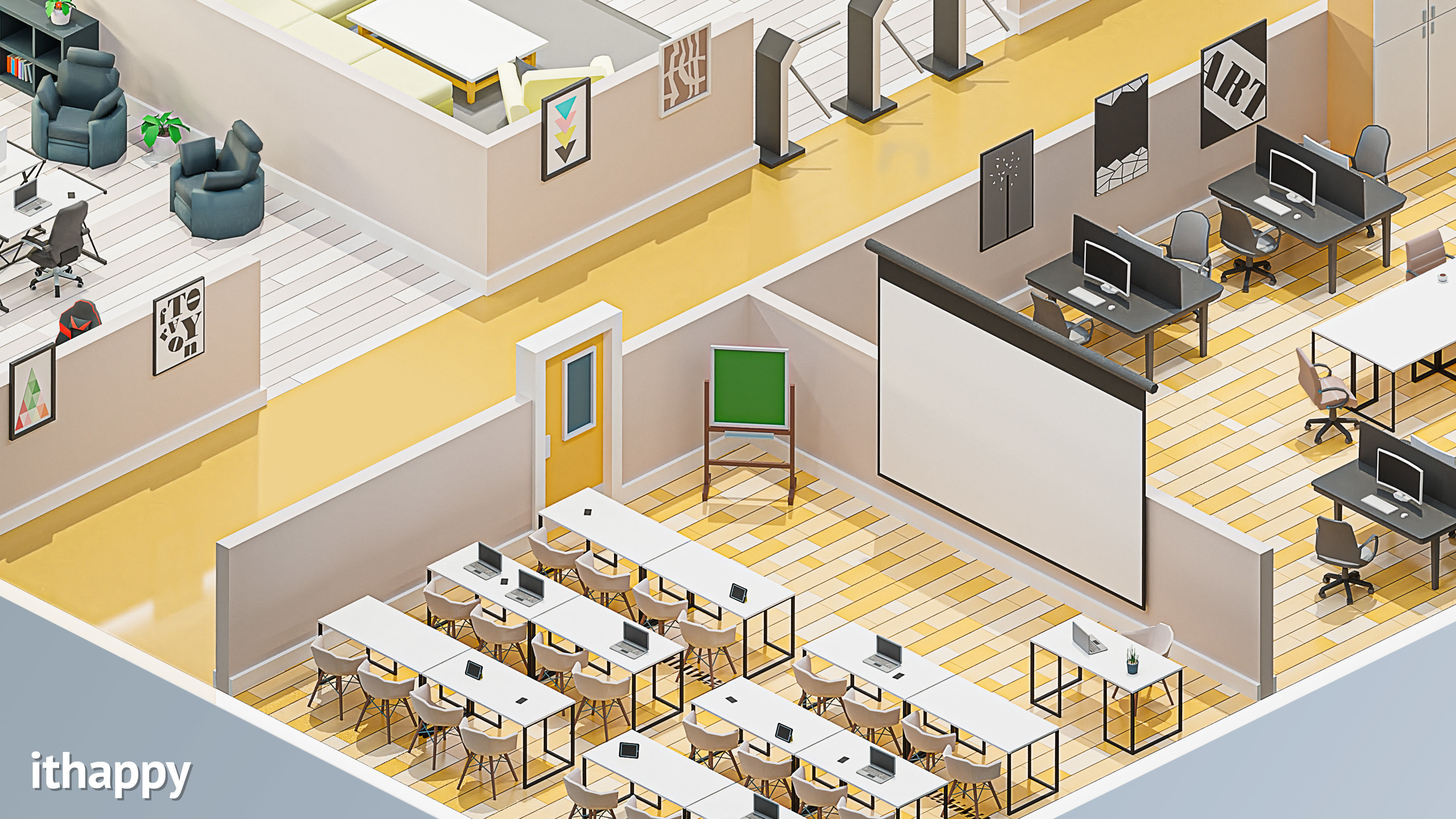 Office 2 Low-poly 3D model_8