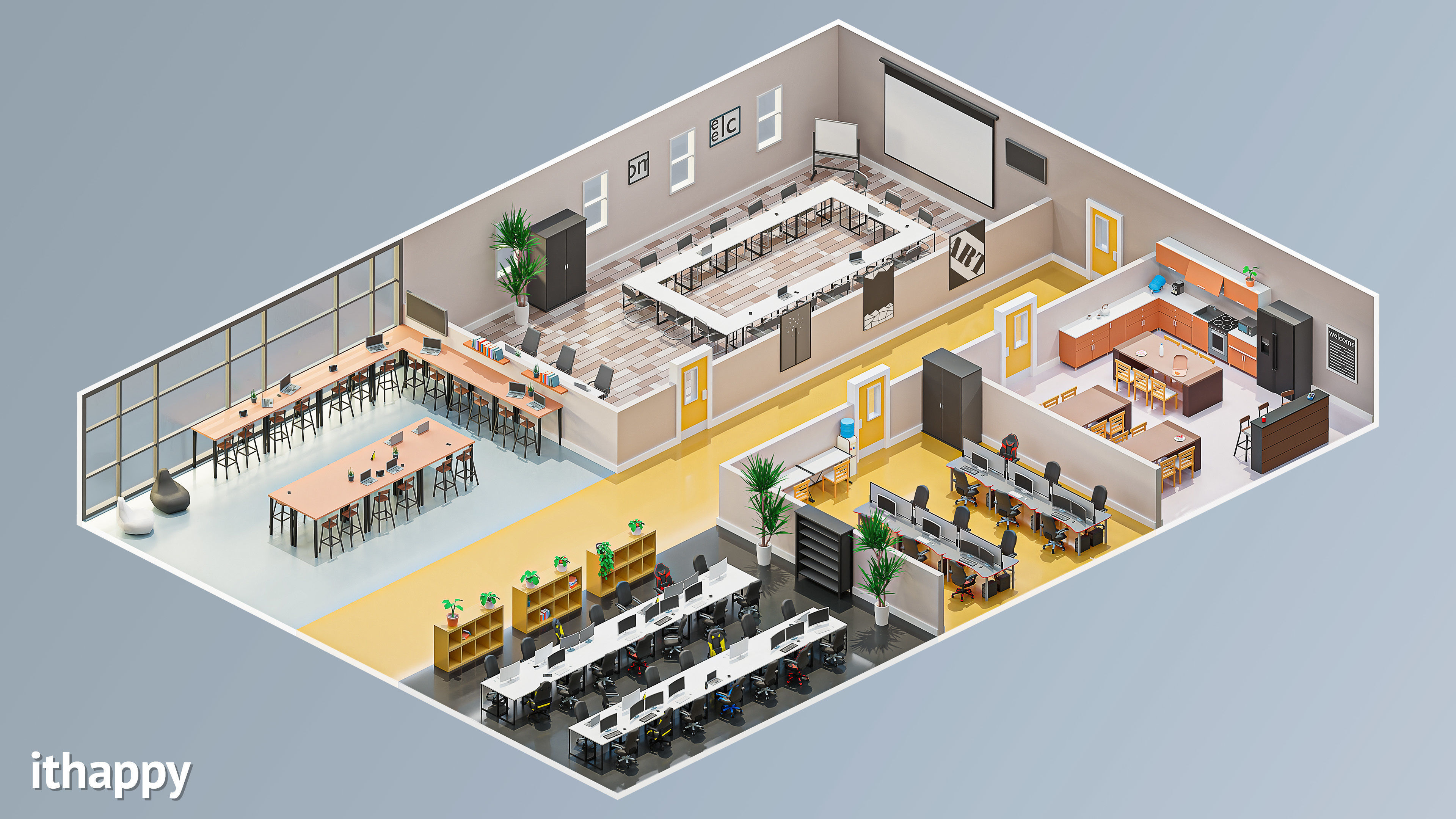 Office 2 Low-poly 3D model_9