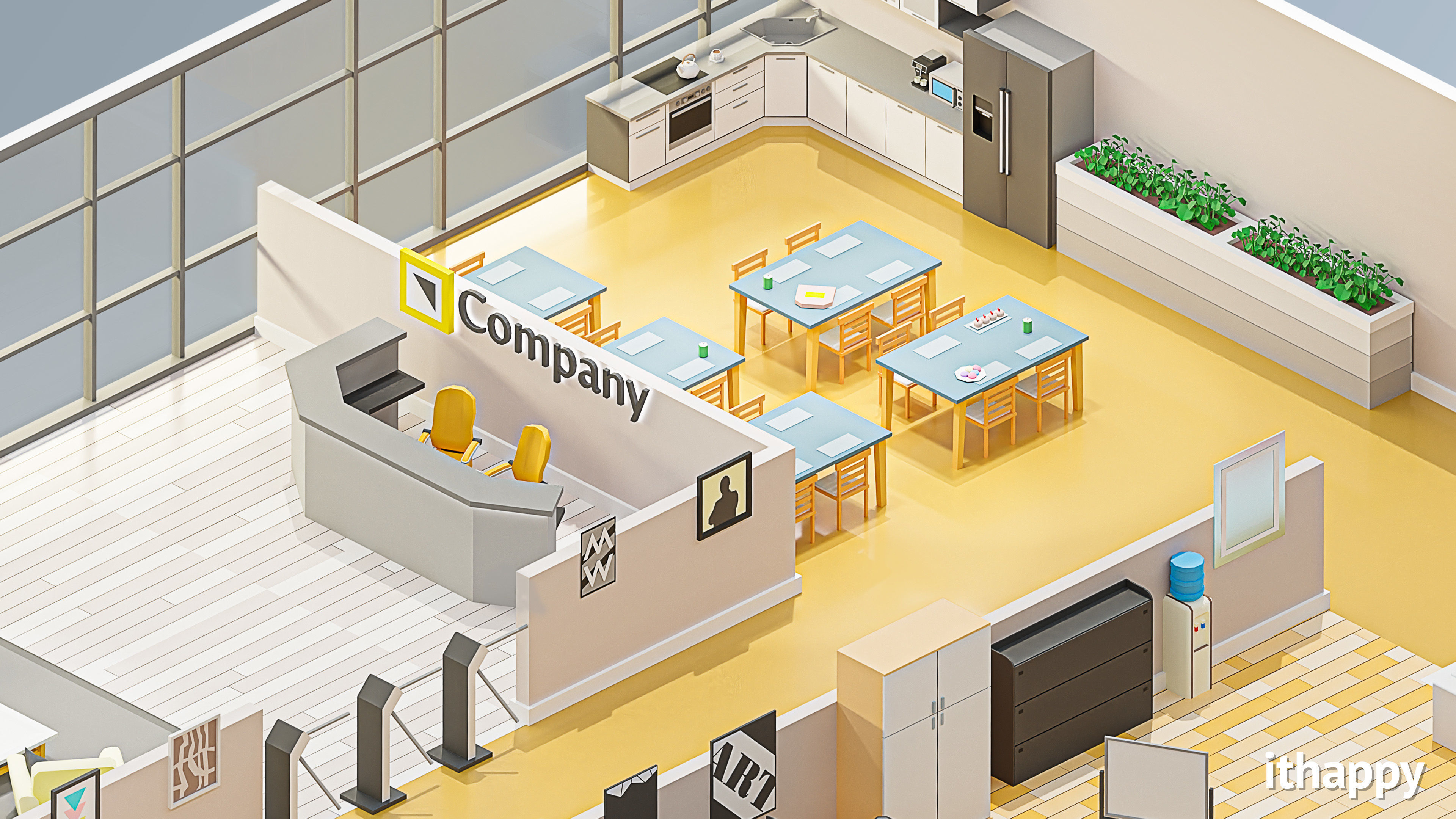 Office 2 Low-poly 3D model_6