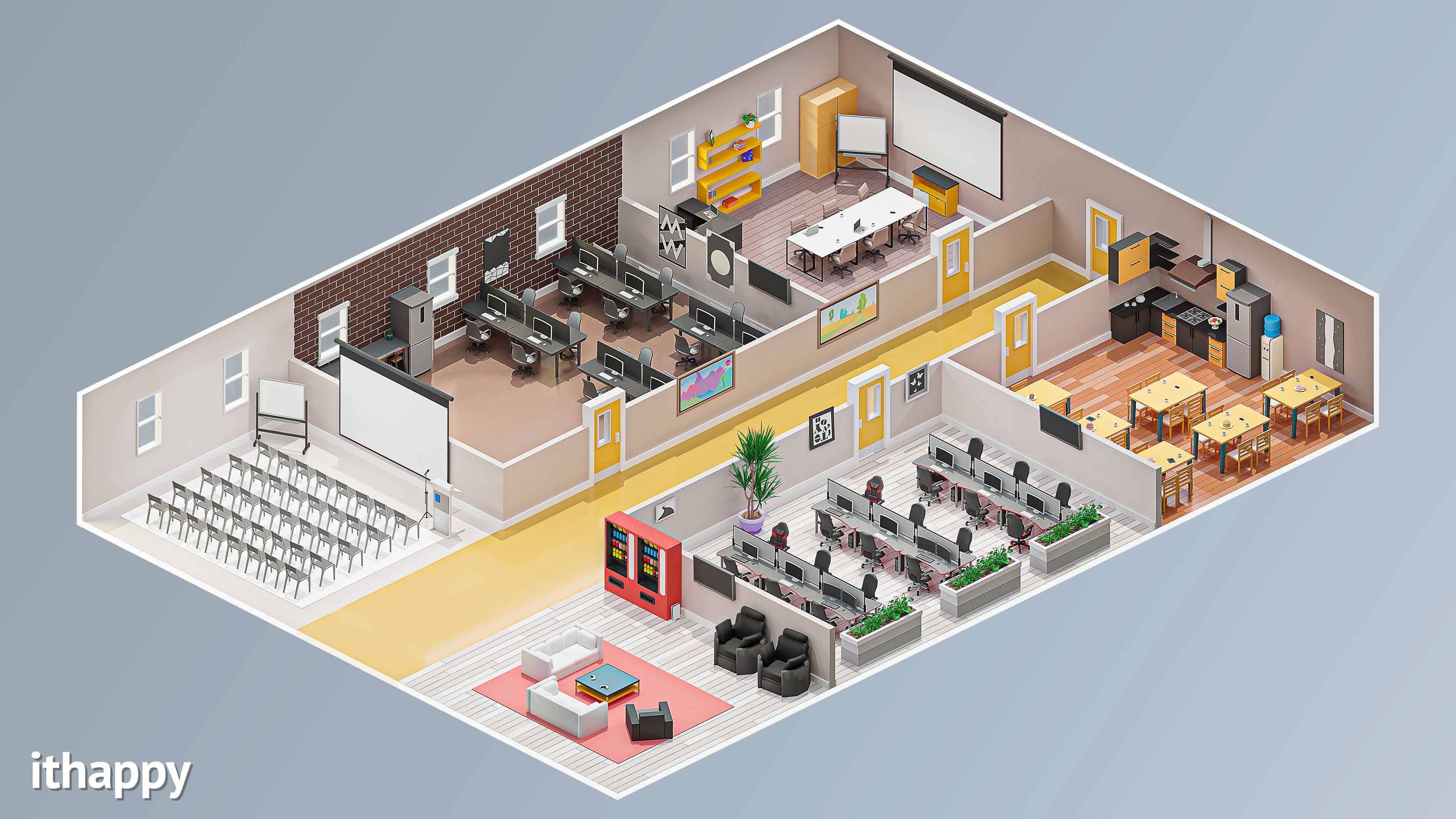 Office 2 Low-poly 3D model_14
