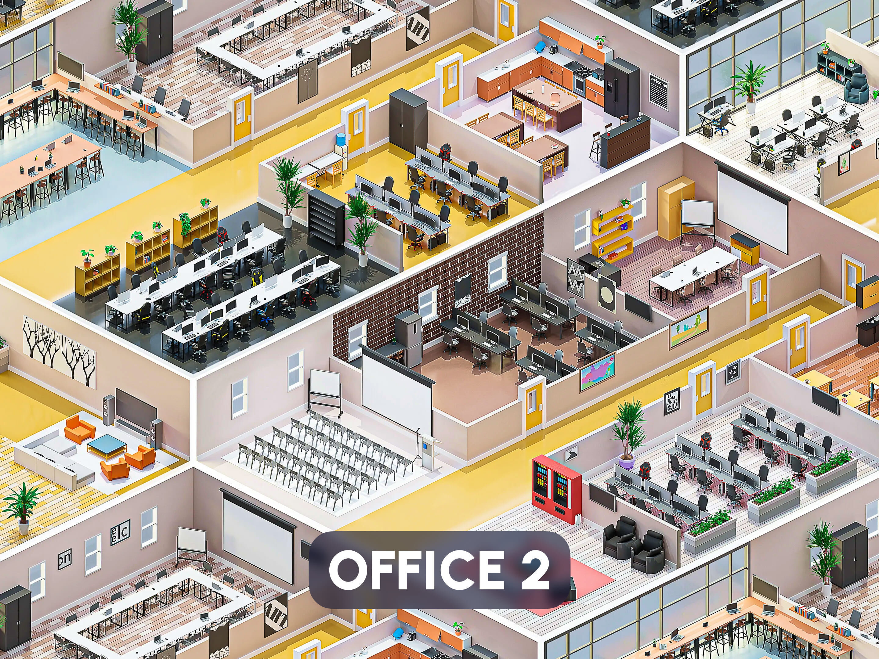 Office 2 Low-poly 3D model_0