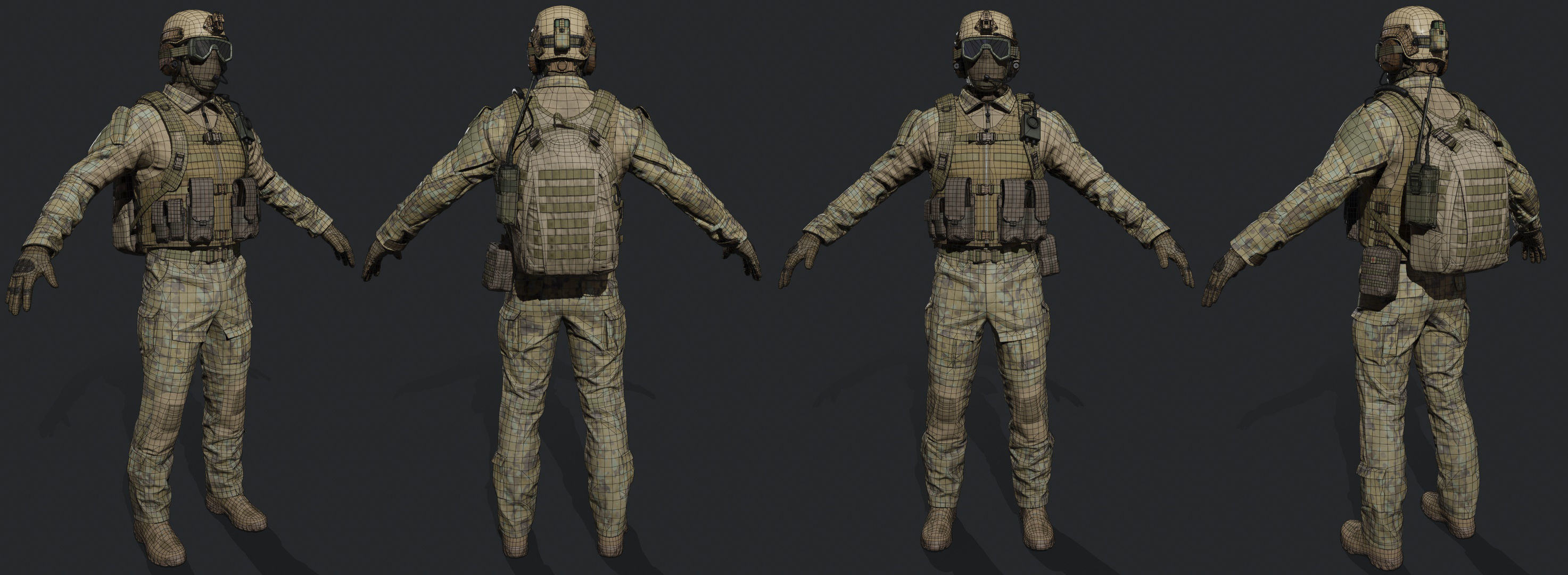 Modular Soldier Outfit Low-poly 3D model_14