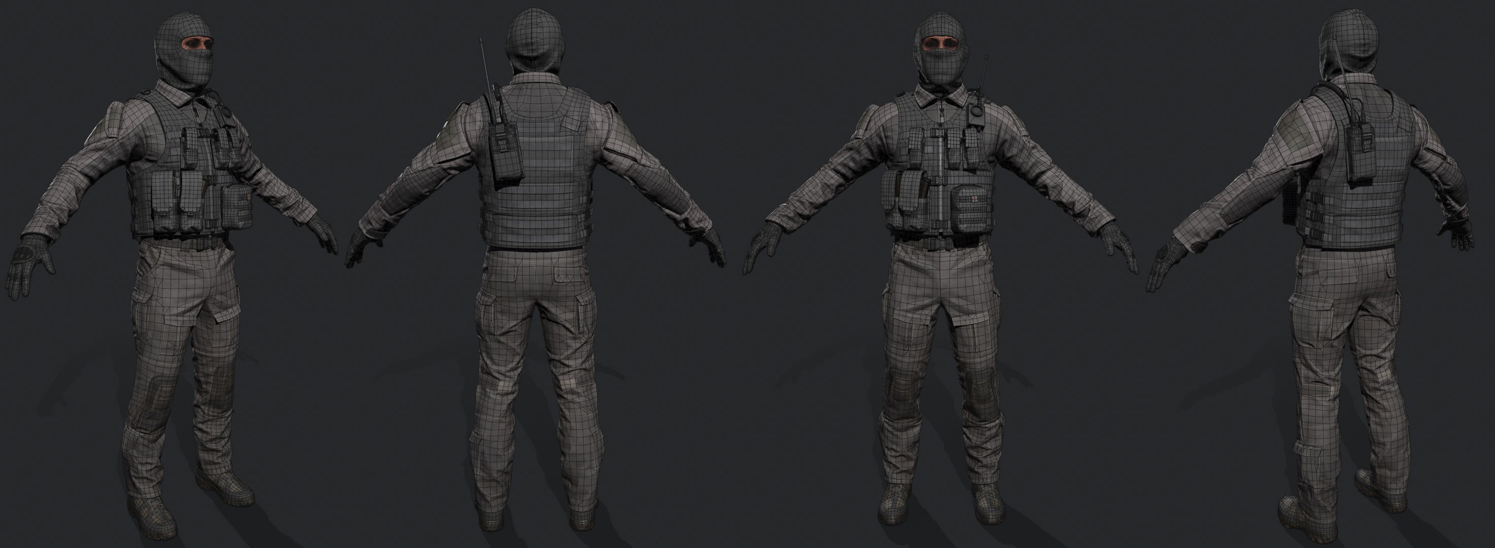 Modular Soldier Outfit Low-poly 3D model_16