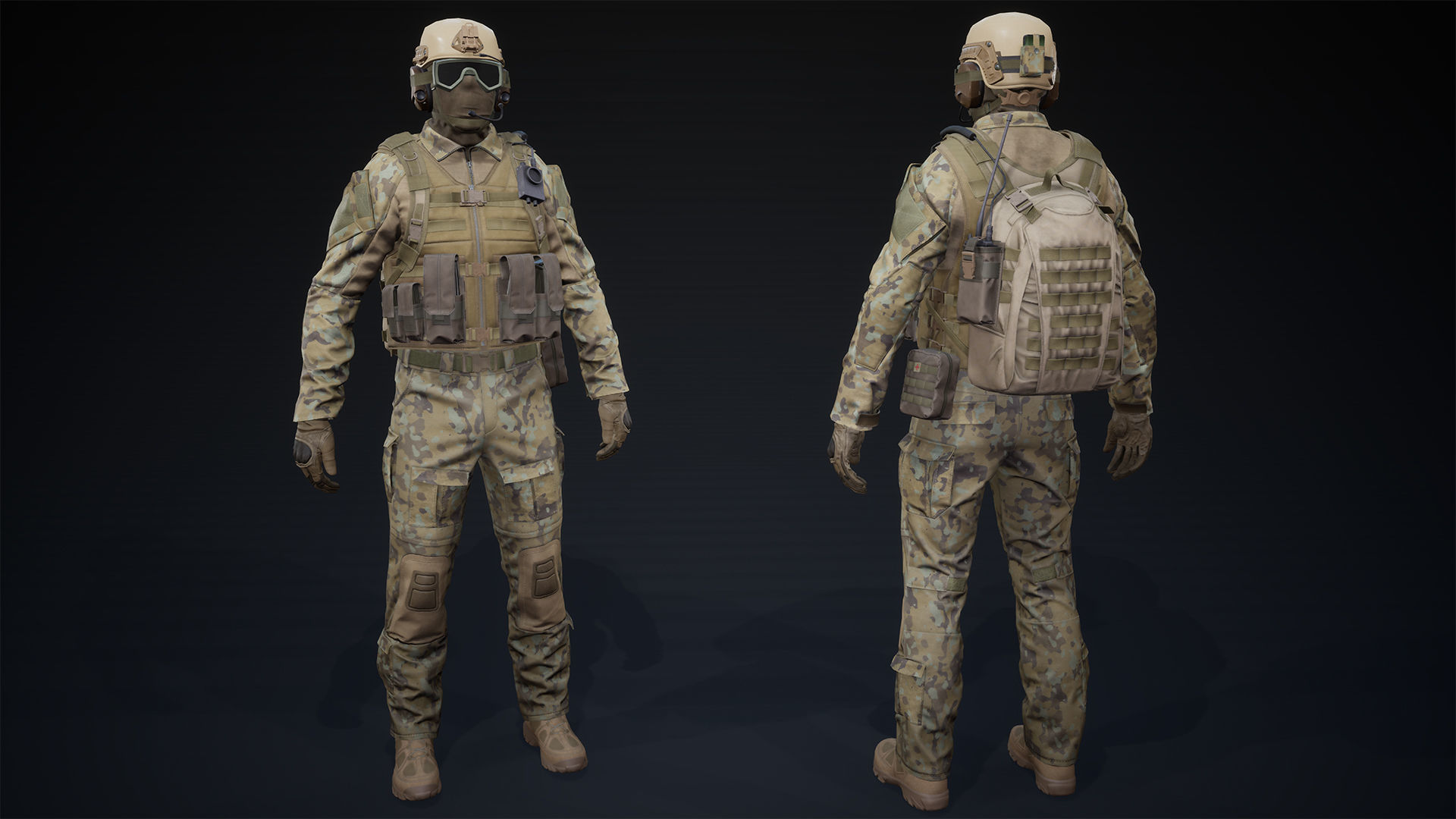 Modular Soldier Outfit Low-poly 3D model_10