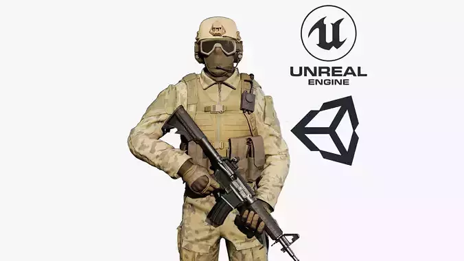 Modular Soldier Outfit Low-poly 3D model