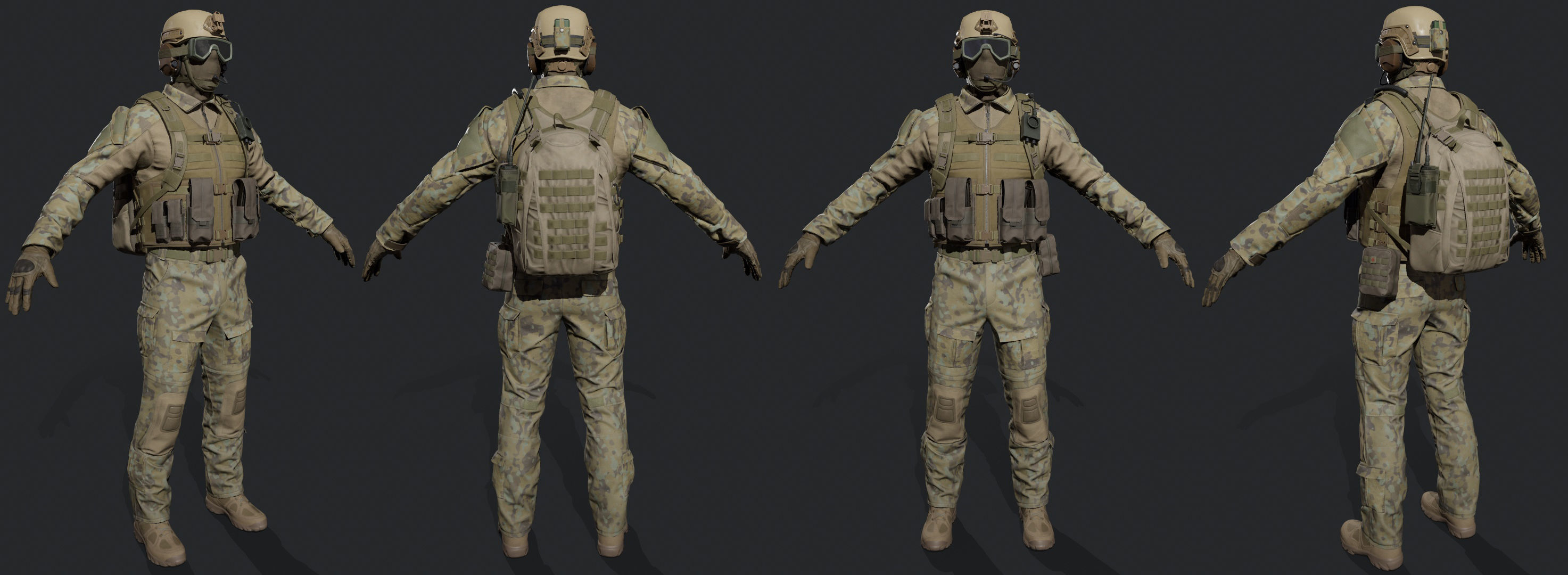 Modular Soldier Outfit Low-poly 3D model_13