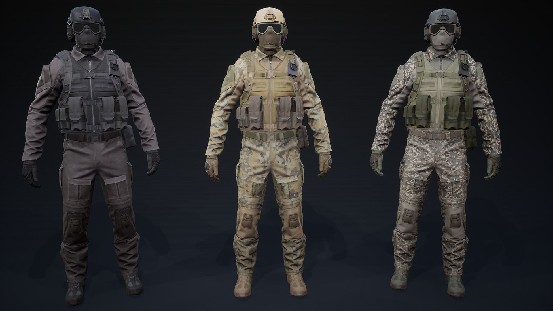 Modular Soldier Outfit Low-poly 3D model_7