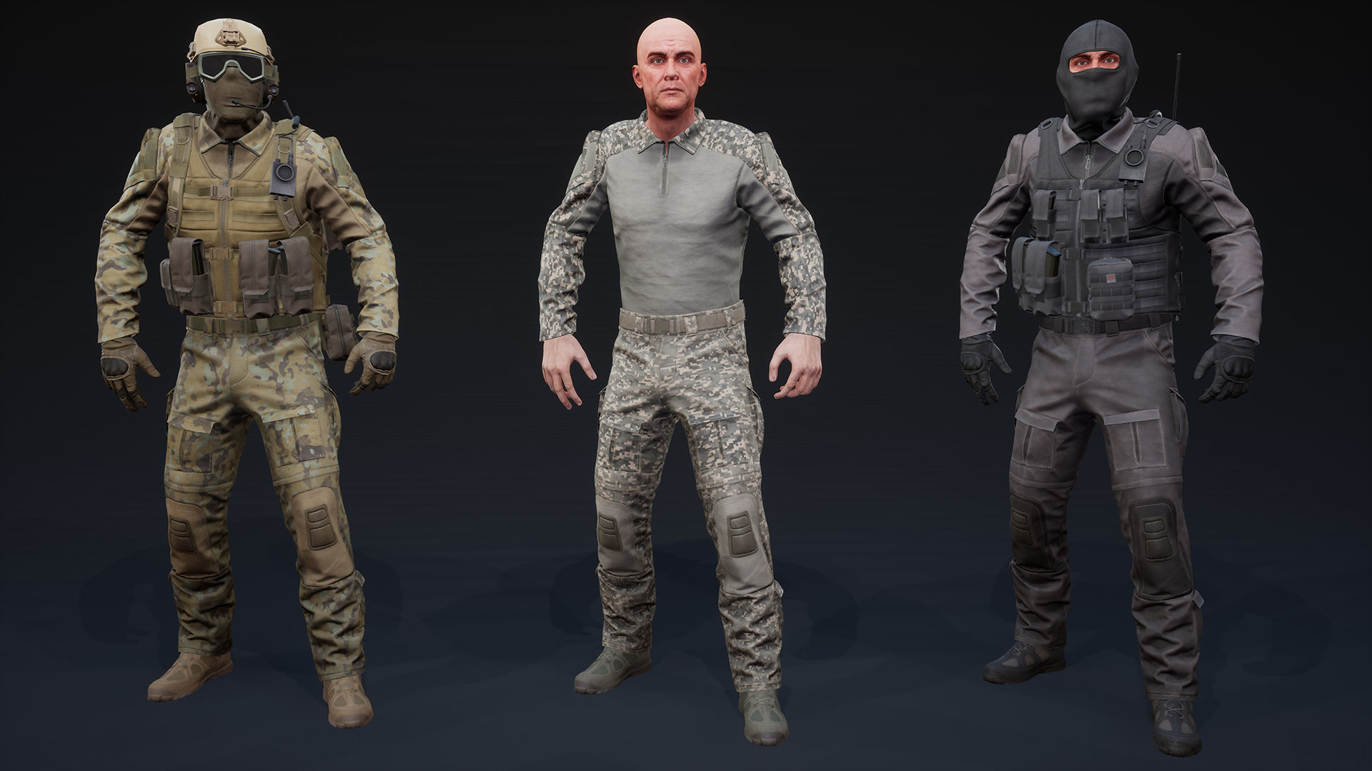 Modular Soldier Outfit Low-poly 3D model_6