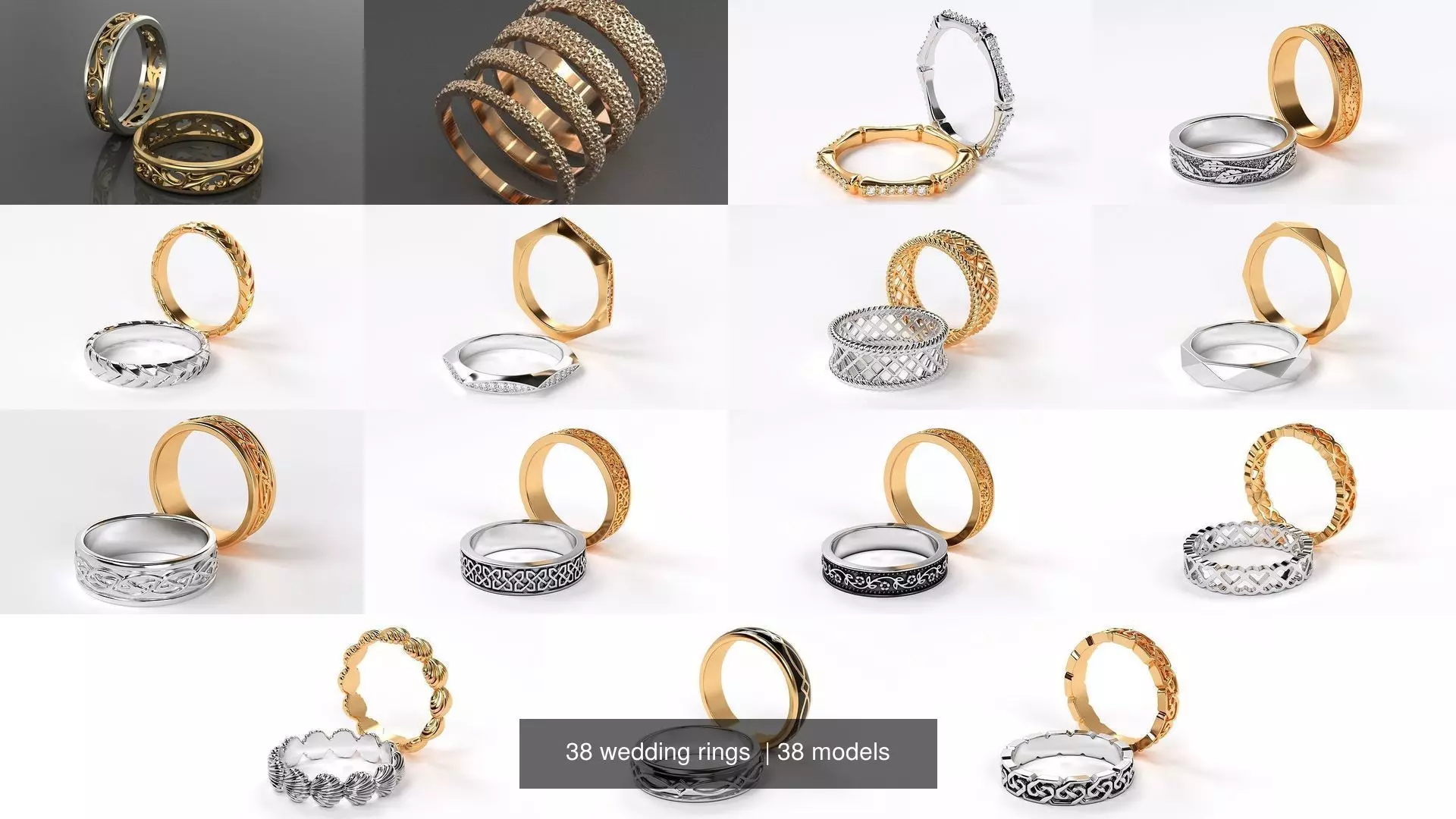 38 wedding rings  3D Model Collection_1