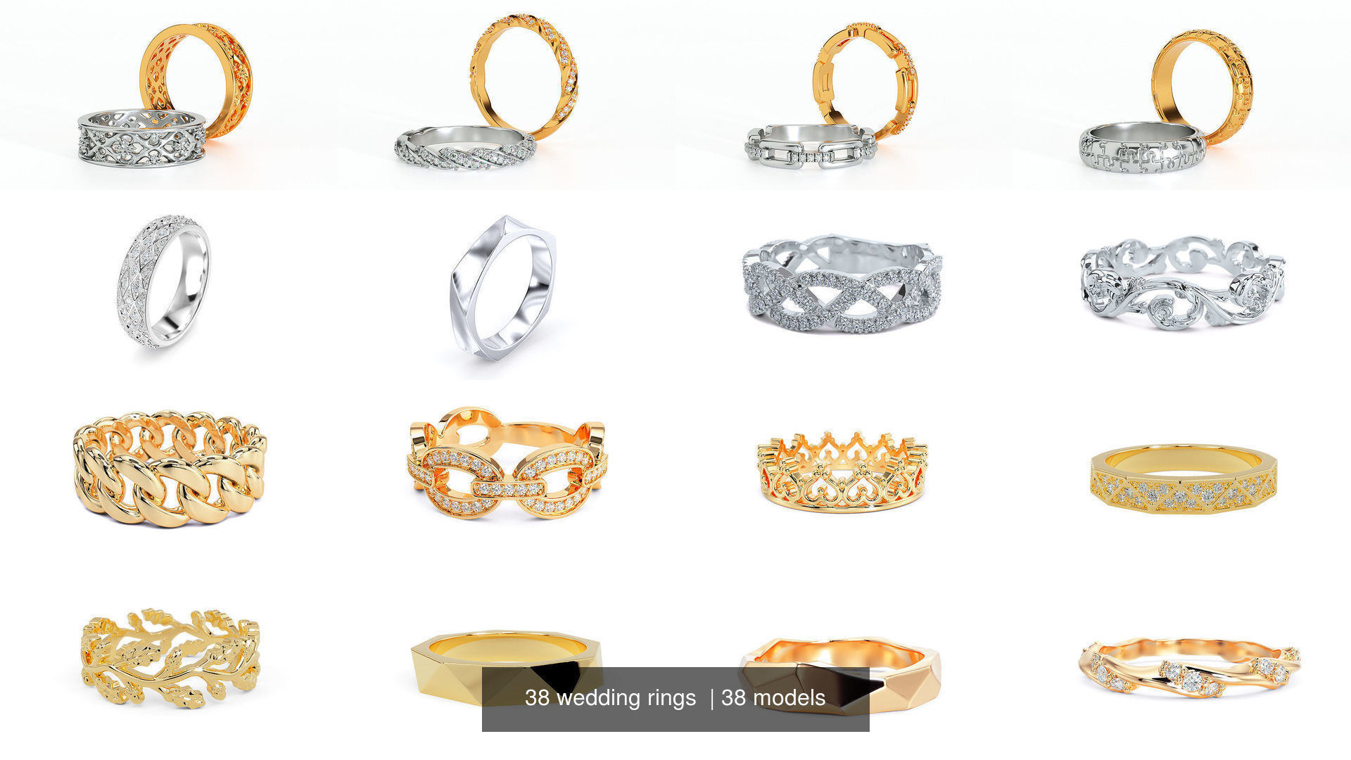 38 wedding rings  3D Model Collection_3