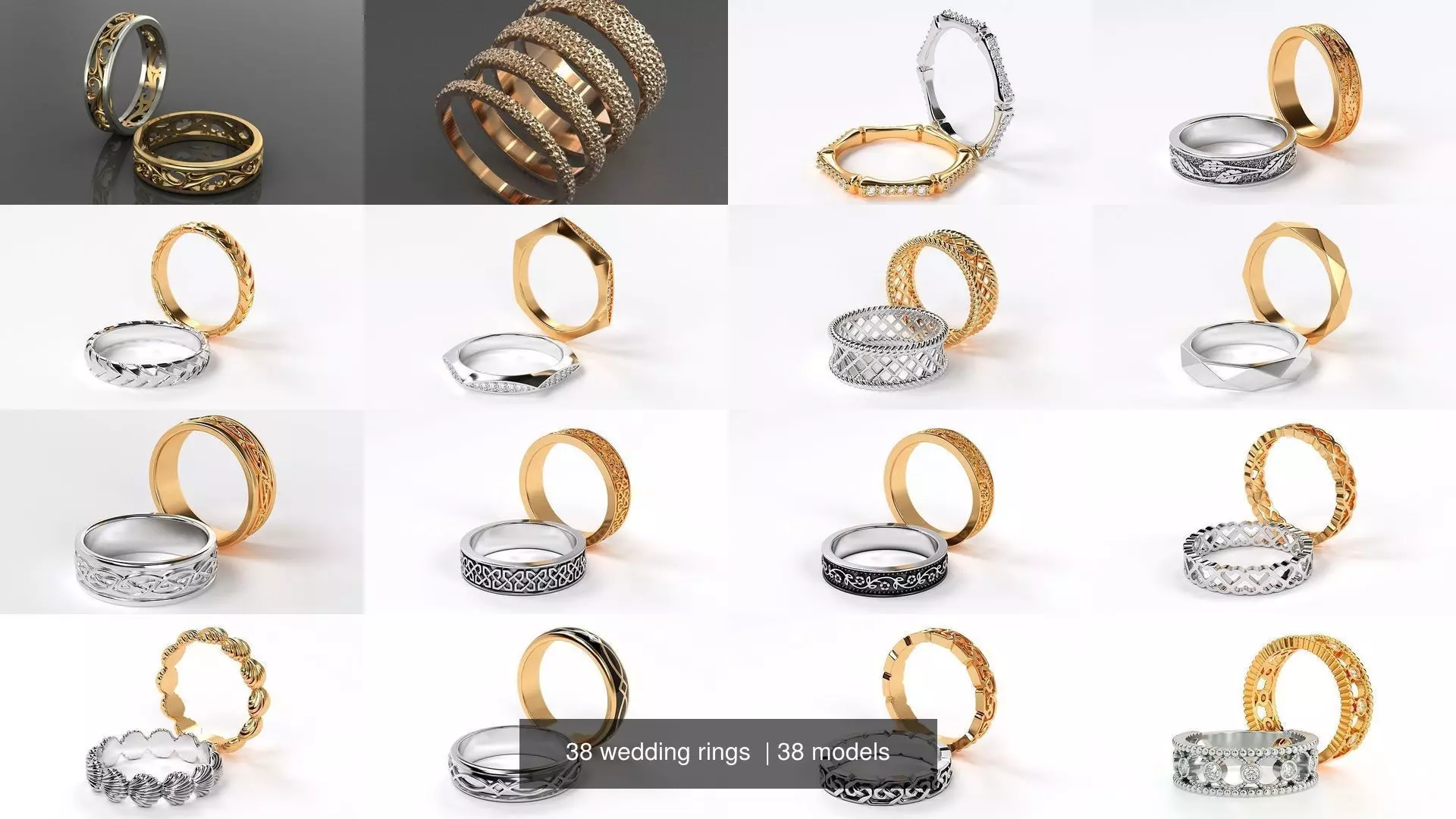 38 wedding rings  3D Model Collection_0