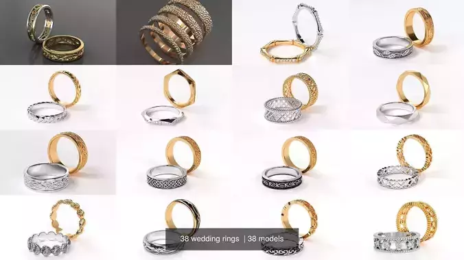 38 wedding rings  3D Model Collection