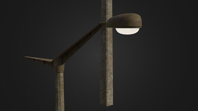 Old worn street light 10 Low-poly 3D model
