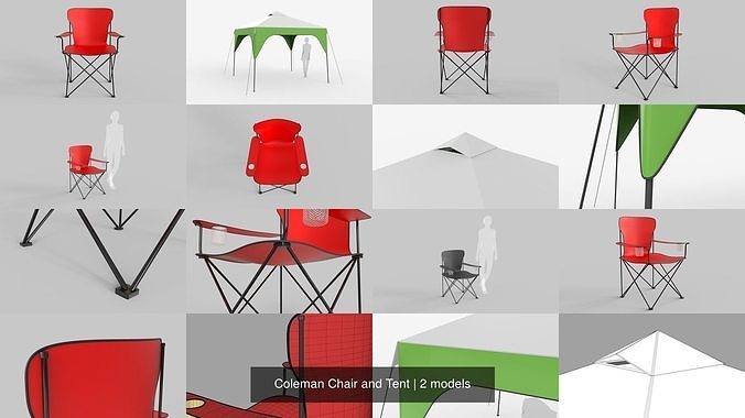 Coleman Chair and Tent 3D Model Collection