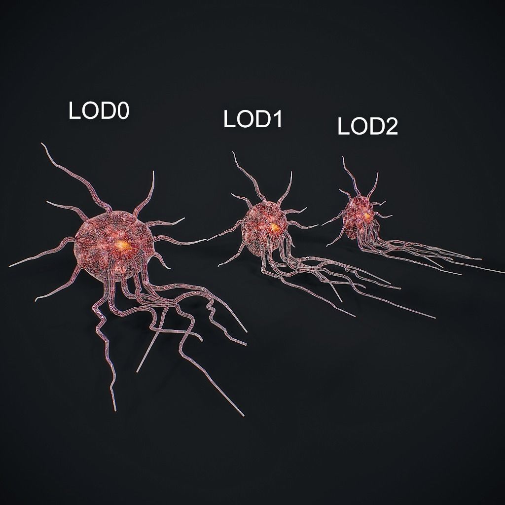 Mutated Flesh Tentacles Low-poly 3D model_16