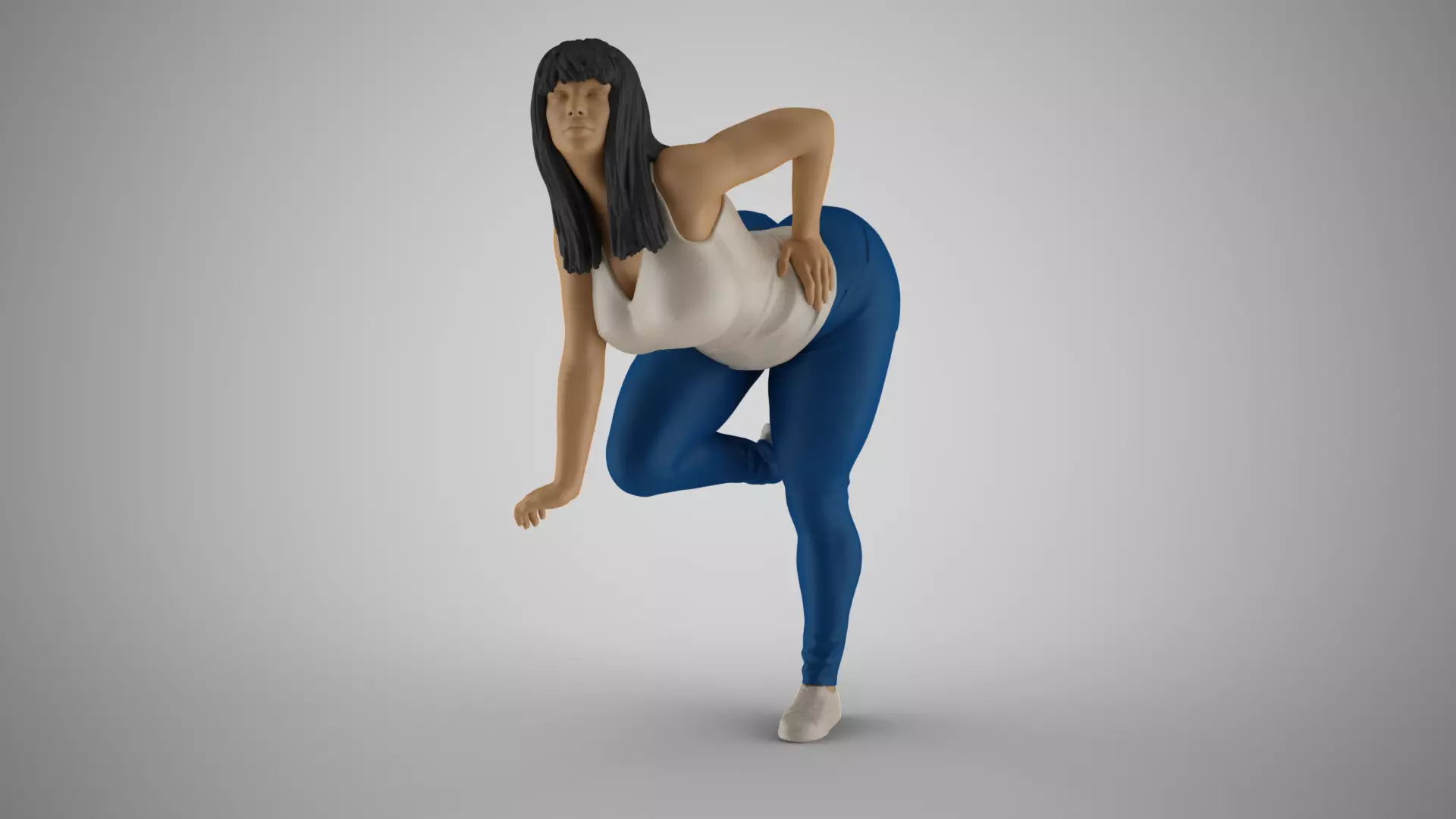Girl on Fence 3D print model_0