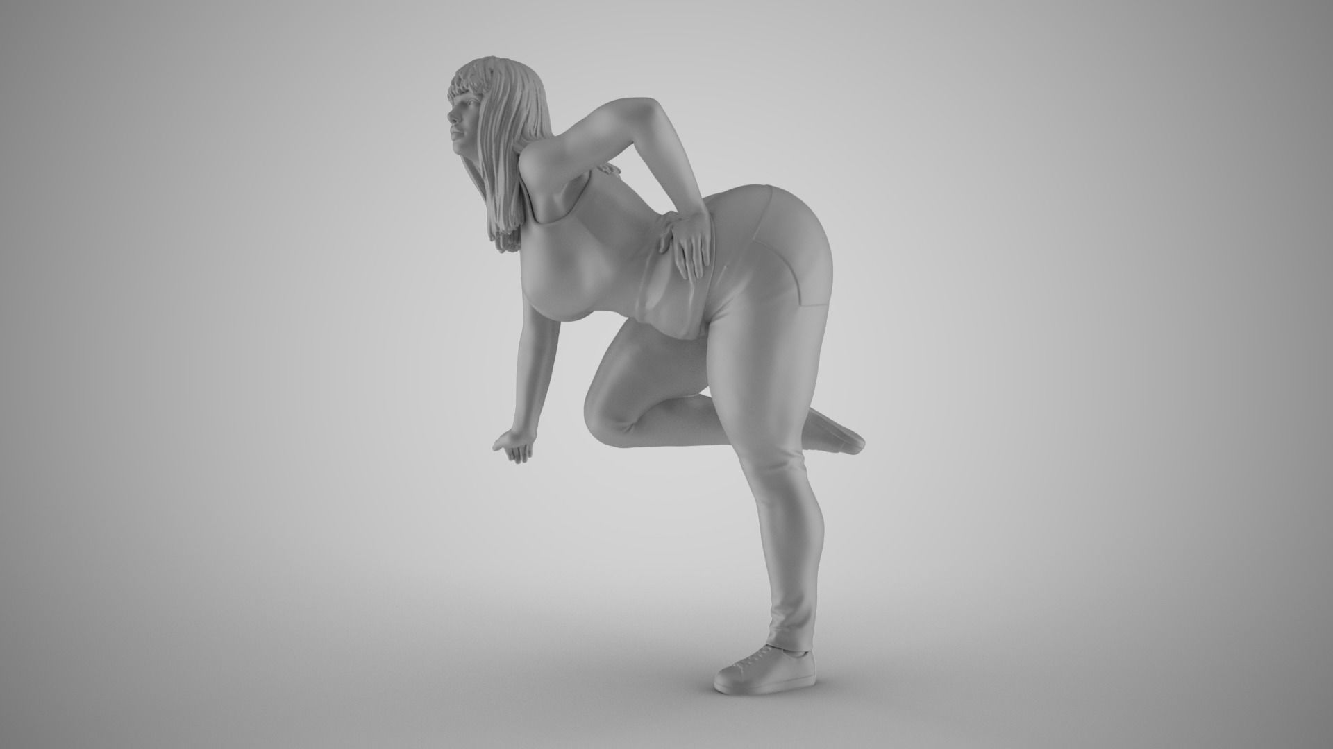 Girl on Fence 3D print model_1