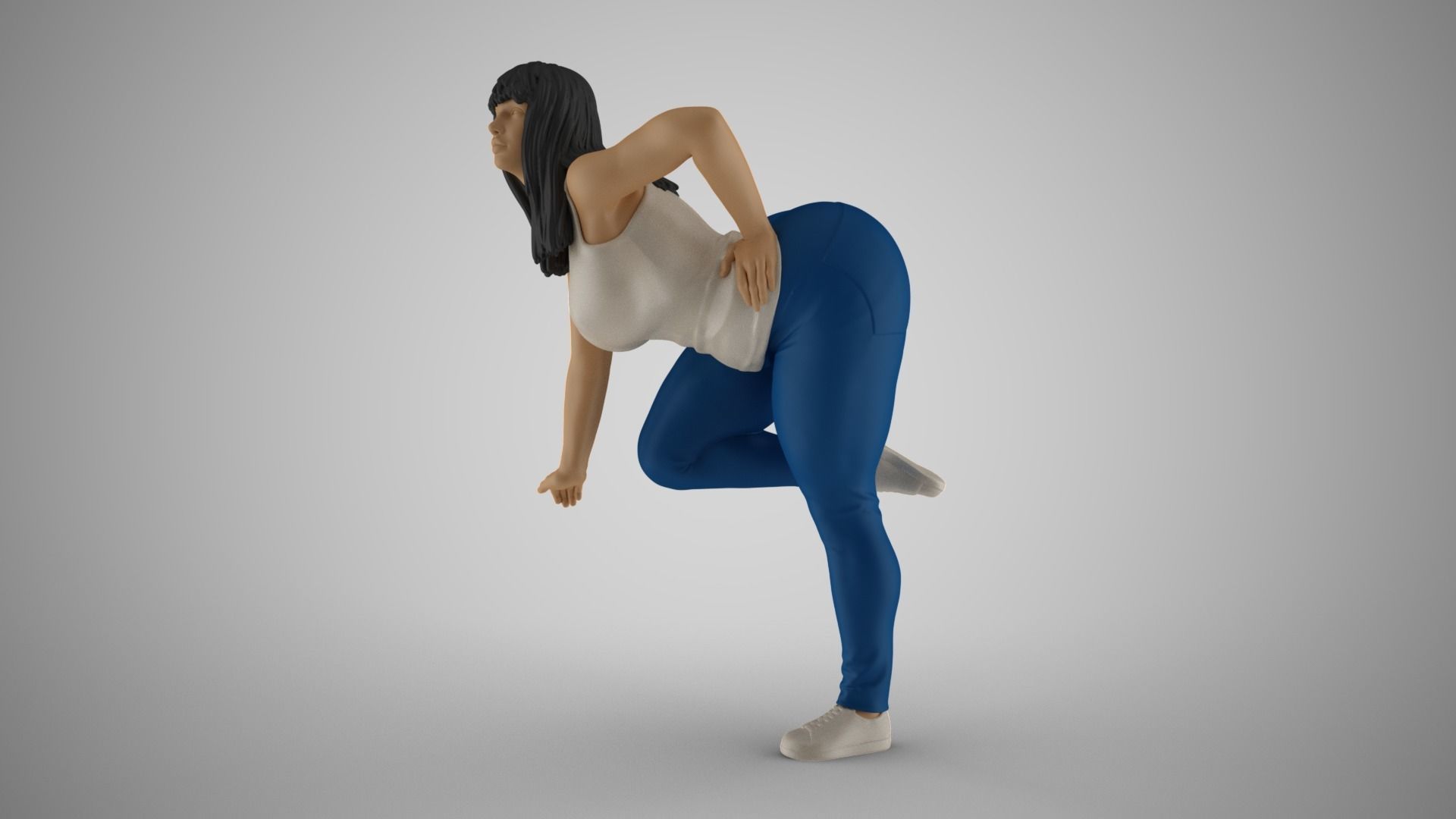 Girl on Fence 3D print model_10