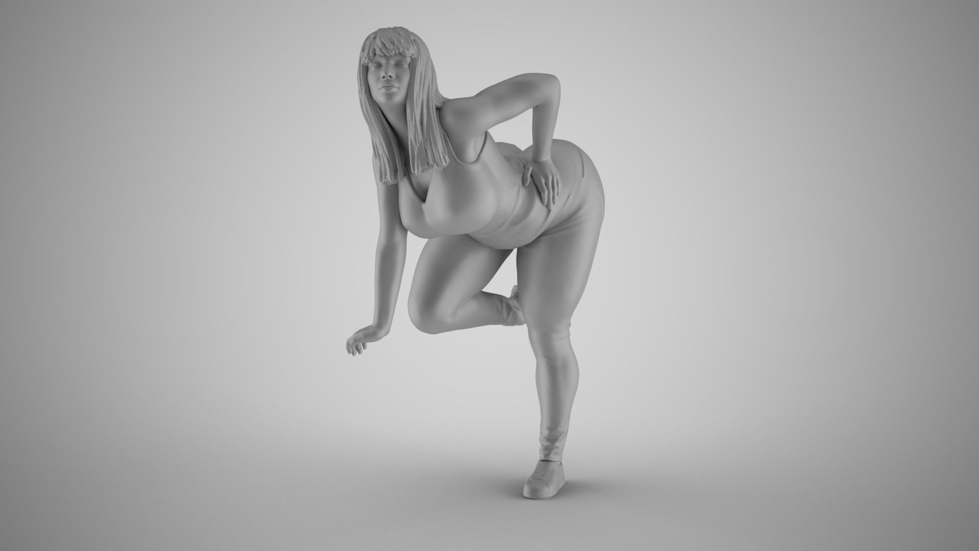 Girl on Fence 3D print model_2