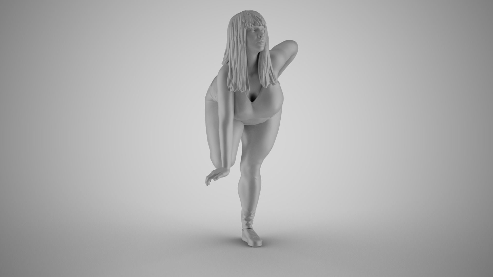 Girl on Fence 3D print model_3