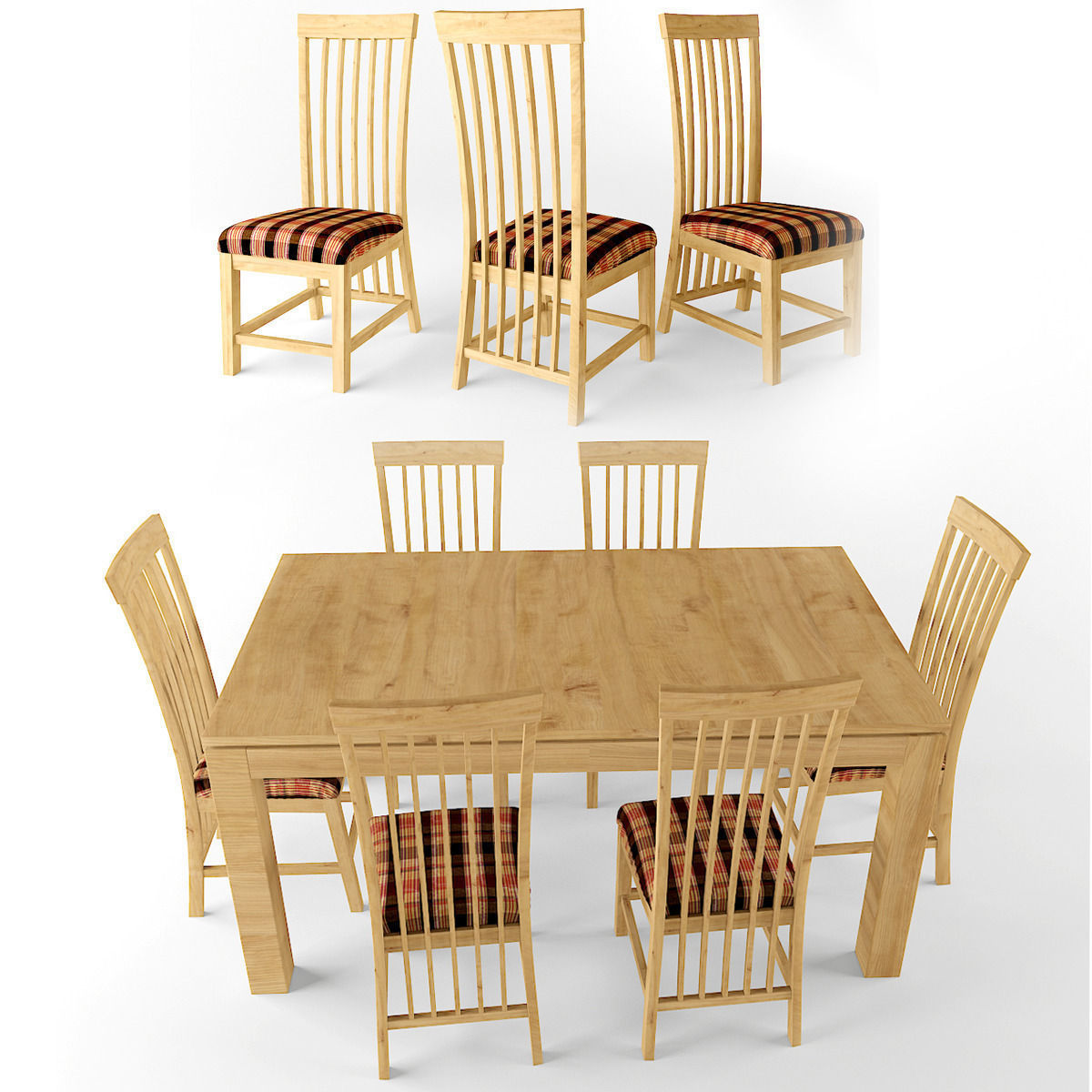 Dining table Set 3D model_1