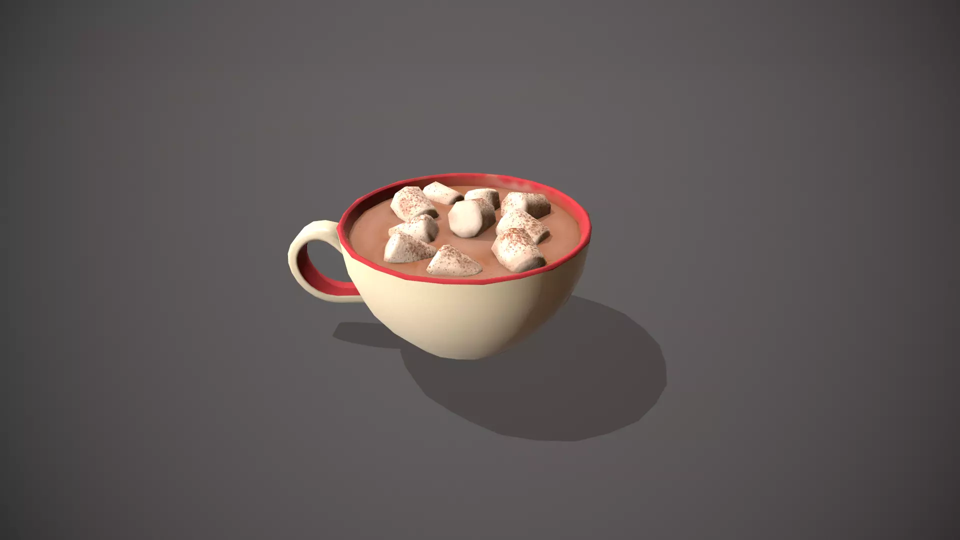 Hot Chocolate Cream and Red Cup Low-poly 3D model