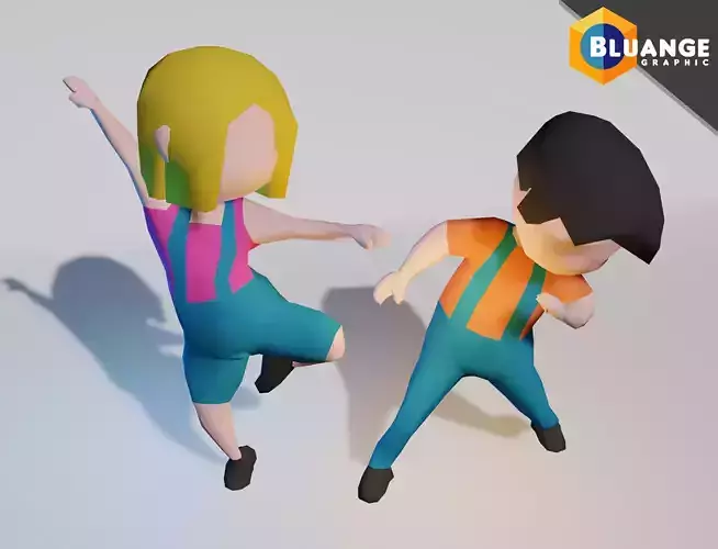 3D model Character Model Low Poly girl and boy VR / AR / low-poly ...