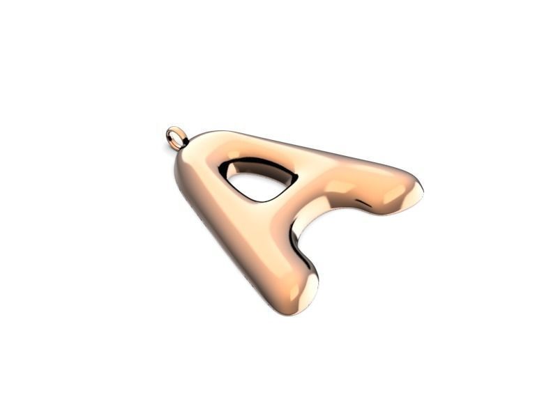 Letter A puffy design pendant charms  3D print model_3