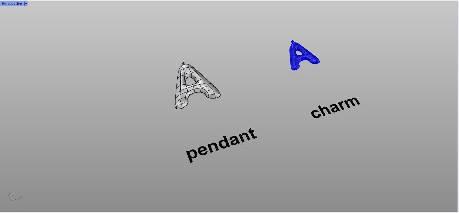 Letter A puffy design pendant charms  3D print model_5