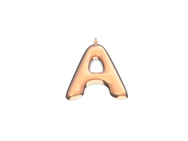 Letter A puffy design pendant charms  3D print model_1