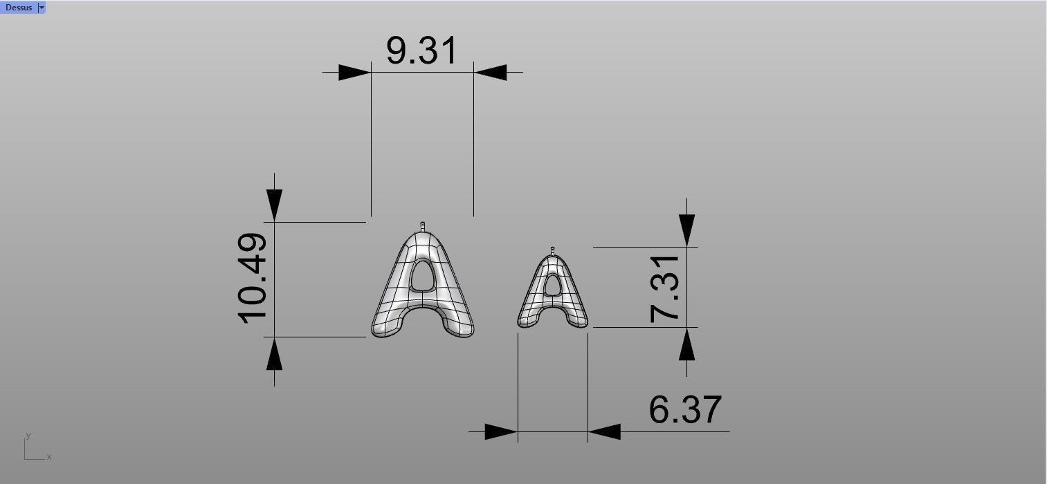 Letter A puffy design pendant charms  3D print model_6