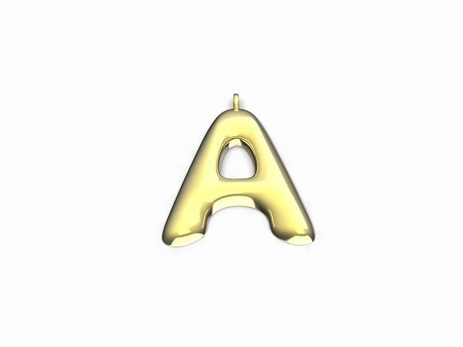 Letter A puffy design pendant charms  3D print model