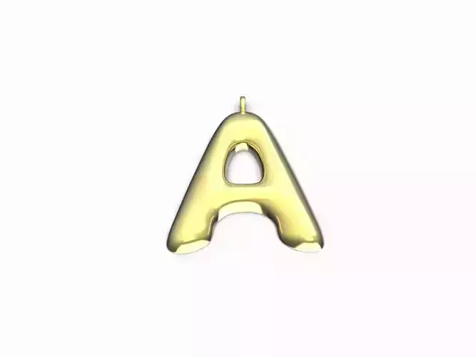 Letter A puffy design pendant charms  3D print model