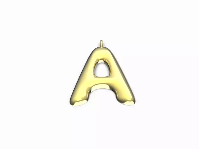 Letter A puffy design pendant charms  3D print model_0
