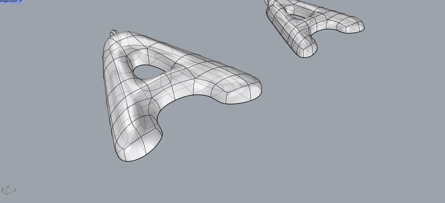 Letter A puffy design pendant charms  3D print model_10