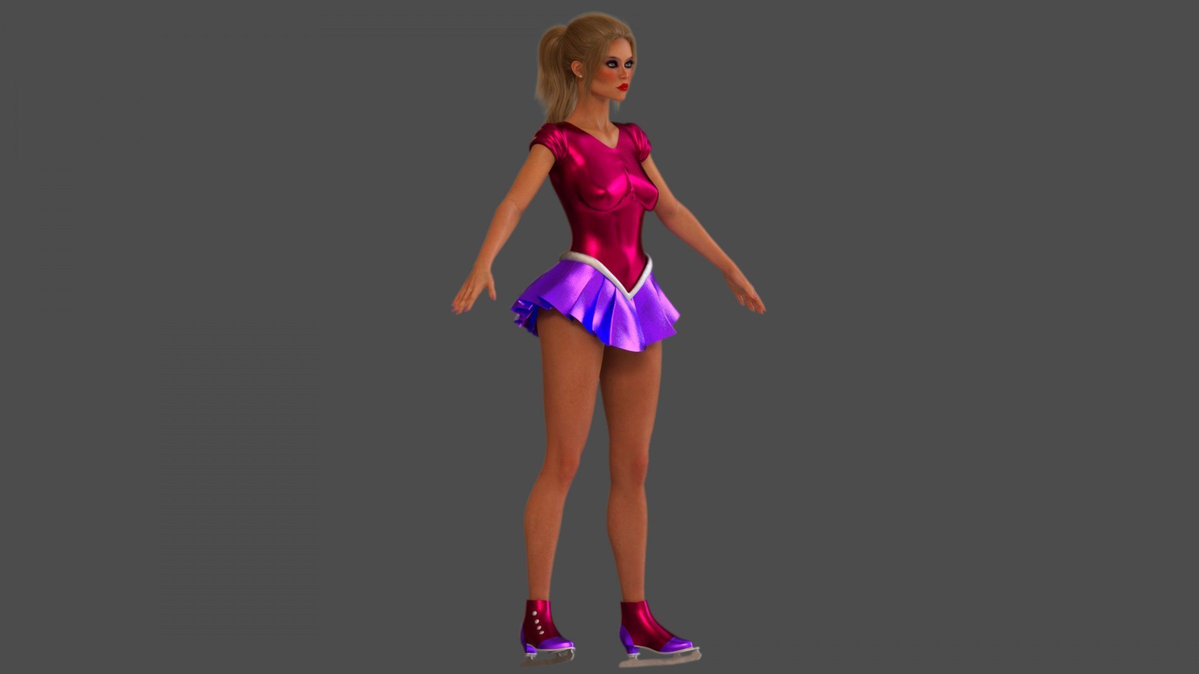 Ice Figure Skater Girl  3D model_4